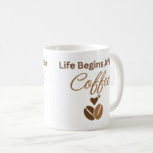 Life Begins After Coffee, コーヒーで始まる幸せな朝 コーヒーマグカップ (正面右)