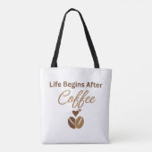 Life Begins After Coffee, コーヒーで始まる幸せな朝 トートバッグ (裏面)