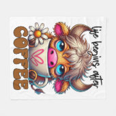 Life Begins After Coffee  フリースブランケット (正面(横))