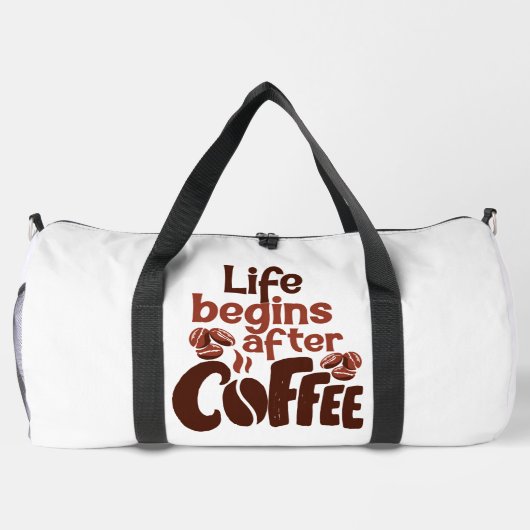 Life Begins After Coffee Graphic ダッフルバッグ (裏面)