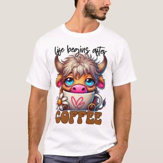 Life Begins After Coffee Tシャツ (正面)