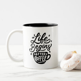 Life Begins After Coffee, Two-Tone Coffee Mug ツートーンマグカップ
