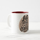 "Life Begins After Coffee" Two-toned Mug ツートーンマグカップ (正面左)