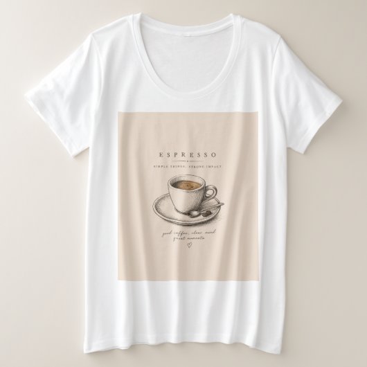 Life Begins After Espresso | Vintage Coffee Lover プラスサイズTシャツ (デザイン正面)