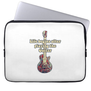 Life begins after playing the guitar. retro color ラップトップスリーブ