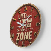 Life Begins at the End of Your Comfort Zone ラージ壁時計 (傾斜)