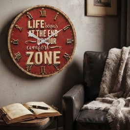 Life Begins at the End of Your Comfort Zone ラージ壁時計