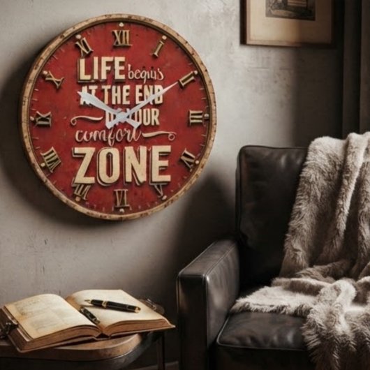 Life Begins at the End of Your Comfort Zone ラージ壁時計