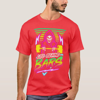 Life Behind Bars ジムリーパー レトロネオンシンセウェーブ f Tシャツ