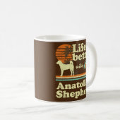 Life Better Anatolian Shepherd Vintage Dog Mom コーヒーマグカップ (正面右)