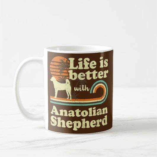 Life Better Anatolian Shepherd Vintage Dog Mom コーヒーマグカップ (左)