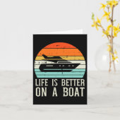 Life Better On Boat Sunset Retro Yacht Captain Men カード (黄色い花)