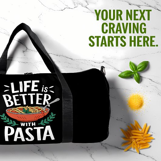 Life Better With Pasta Bowl ダッフルバッグ