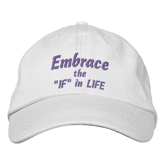 LIFE Cap(白)もしで「受け入れる」 刺繍入りキャップ (正面)