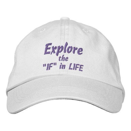LIFE Cap(白)もしで「EXPLORE」を参照 刺繍入りキャップ (正面)