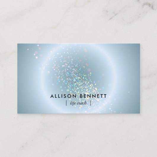 Life Coach Celestial Glow Minimal Dusty Blue 名刺 (正面)
