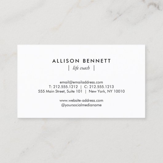 Life Coach Celestial Glow Minimal Soft Lavender 名刺 (裏面)