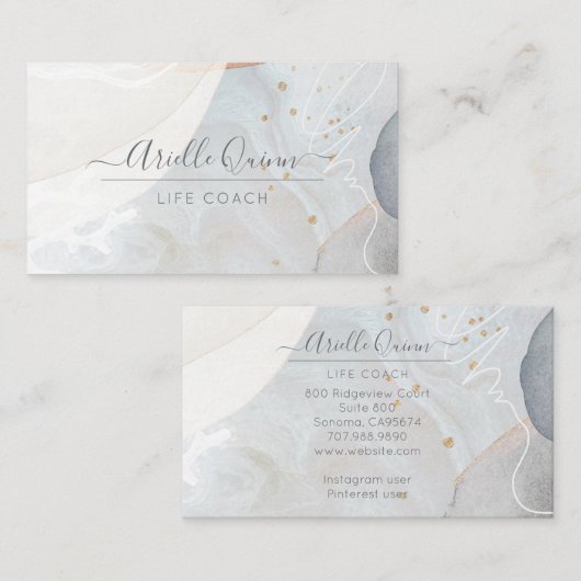 Life Coach Serene Abstract Watercolor 名刺 (正面/裏面)