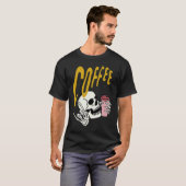 Life Coffee Brew Diner Cafe Barista Skeleton Addic Tシャツ (正面フル)