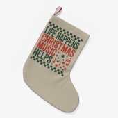Life Comes Christmas Music 救済おもしろいレトロ スモールクリスマスストッキング (正面 (吊り時))
