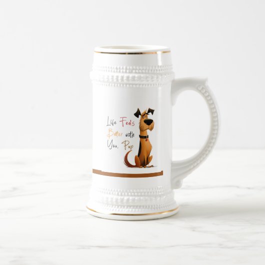 Life Feels Better With you Pup – Cute Dog Mug ビールジョッキ (右)