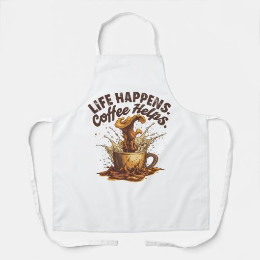 Life Happens Coffee HeAll-Over Print Apron, Medium エプロン (正面)