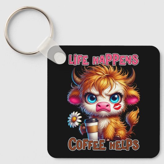 Life Happens Coffee Helps  キーホルダー (正面)