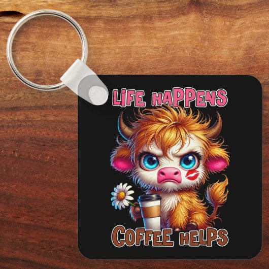Life Happens Coffee Helps  キーホルダー (正面)
