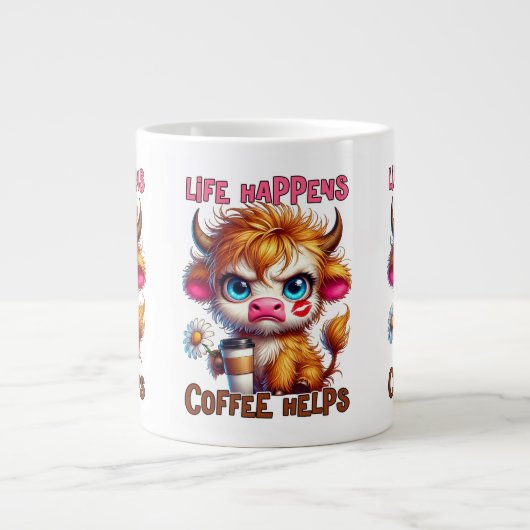 Life Happens Coffee Helps ジャンボコーヒーマグカップ (正面)
