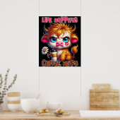 Life Happens Coffee Helps  ポスター (キッチン)