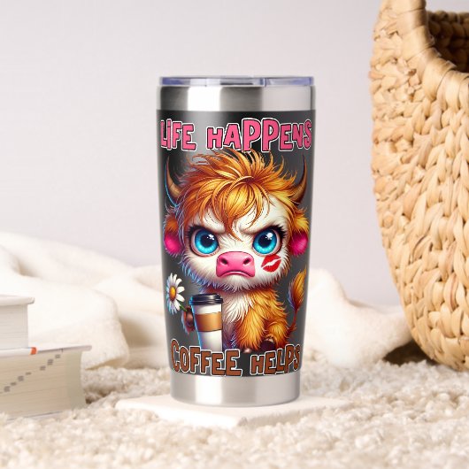 Life Happens Coffee Helps  保温保冷タンブラー (リビング (回転後))