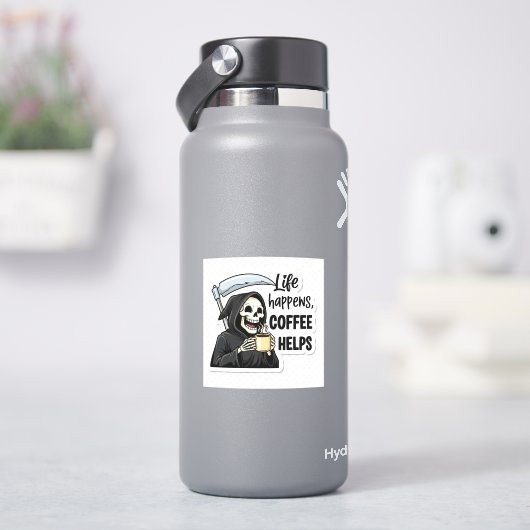 Life Happens Coffee Helps Grim Reaper シール (HydroFlask)