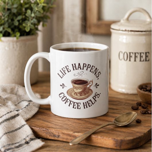 Life Happens, Coffee Helps Mug コーヒーマグカップ