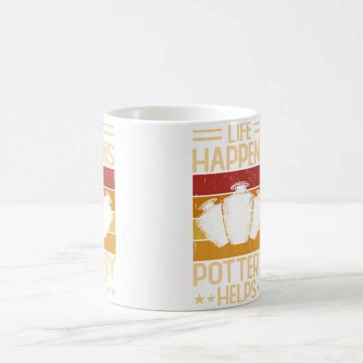 Life Happens Pottery Helps コーヒーマグカップ (中央)