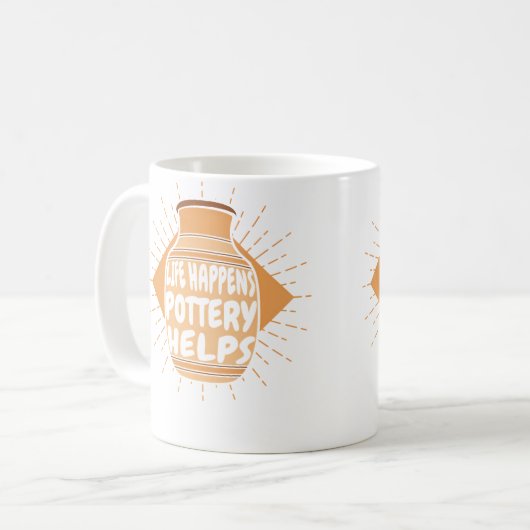 Life Happens Pottery Helps Hobby Pottery Pro Wheel コーヒーマグカップ (正面左)