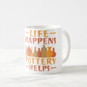 Life Happens Pottery Helps Pottery コーヒーマグカップ (正面右)