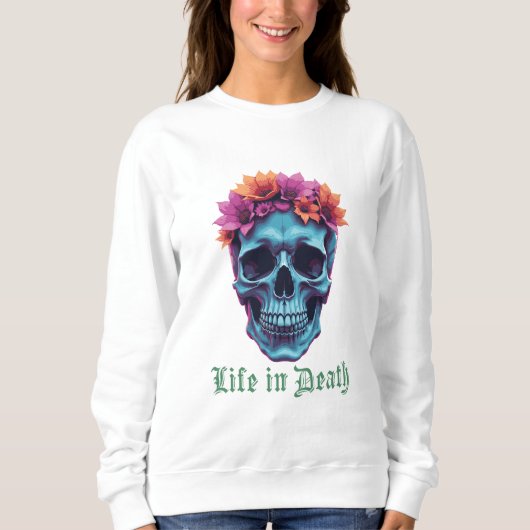 Life in Death、開花in Blue スウェットシャツ (正面)