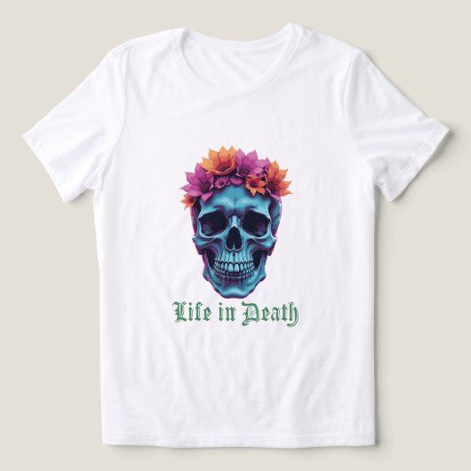 Life in Death、開花in Blue トライブレンドＴシャツ (デザイン正面)
