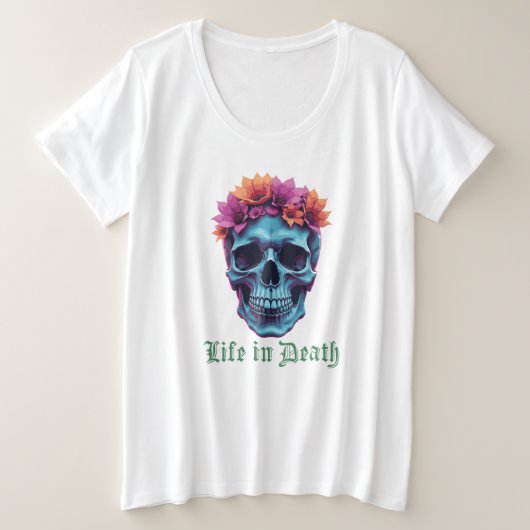 Life in Death、開花in Blue プラスサイズTシャツ (デザイン正面)