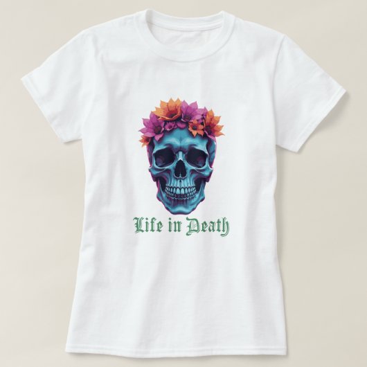Life in Death、開花in Blue Tシャツ (デザイン正面)