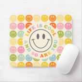 Life Is クール Happy Smiling顔絵文字マウスパッド マウスパッド (マウス)