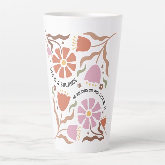 Life Is A Balance Of Holding Boho Wildflower Quote カフェラテマグ (正面)