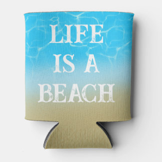 Life is a beach funny tote bag summer gift sand 缶クーラー