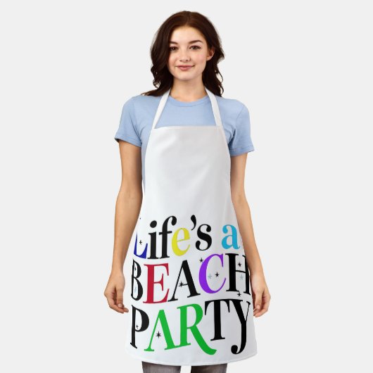 LIFE IS A BEACH PARTY エプロン (着用した状態)