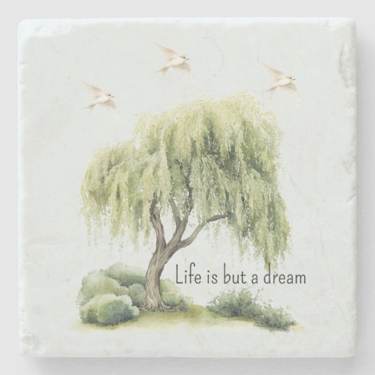 Life is a dream Tree Birds ストーンコースター (正面)