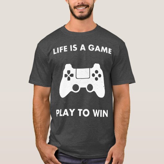 Life Is A Game Playo Win gift retro Tシャツ (正面)