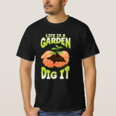Life Is A Garden Dig It Gradient Hands Plant Tシャツ (正面)
