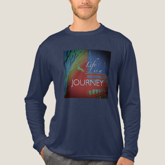 "Life is a Journey" in Burgundy Blue Green Design トライブレンドＴシャツ (正面)