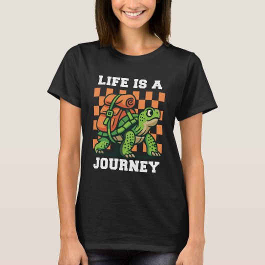 Life Is A Journey Women Black Tシャツ (正面)