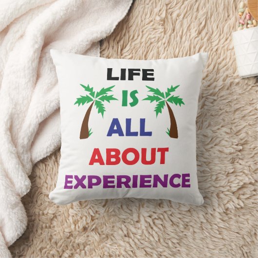 Life Is All About Experience Motivational Quote クッション (ブランケット)